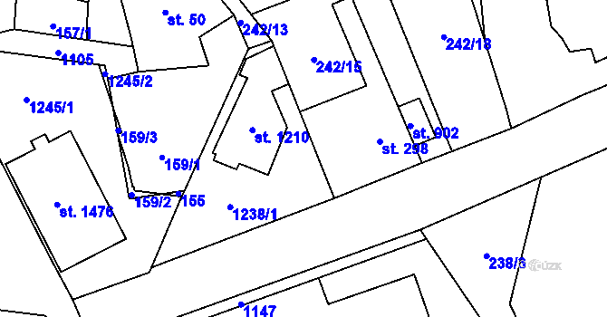Parcela st. 239/2 v KÚ Brandýsek, Katastrální mapa