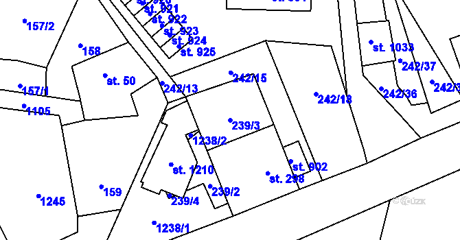 Parcela st. 239/3 v KÚ Brandýsek, Katastrální mapa