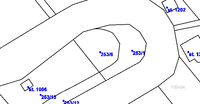 Parcela st. 253/6 v KÚ Brandýsek, Katastrální mapa