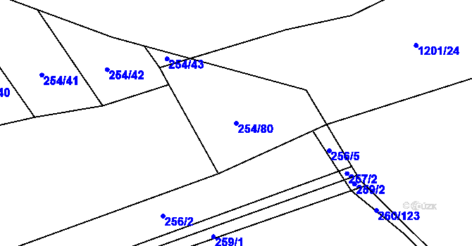 Parcela st. 254/80 v KÚ Brandýsek, Katastrální mapa