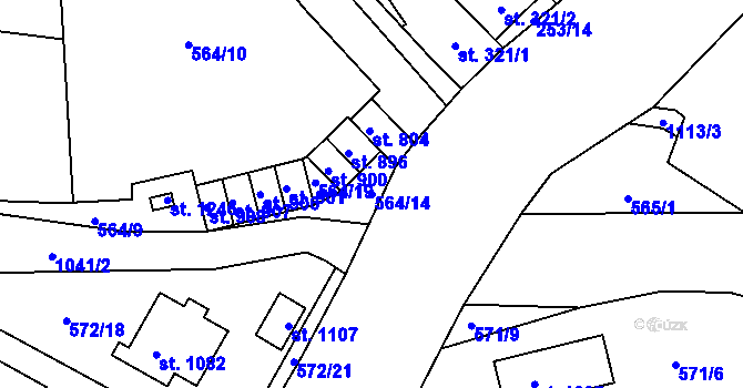 Parcela st. 564/14 v KÚ Brandýsek, Katastrální mapa