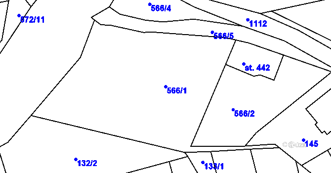 Parcela st. 566/1 v KÚ Brandýsek, Katastrální mapa
