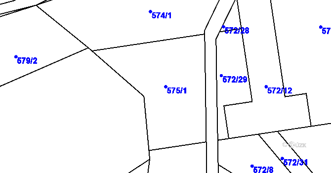 Parcela st. 575/1 v KÚ Brandýsek, Katastrální mapa
