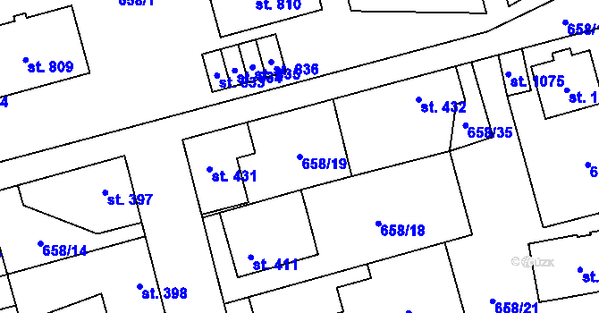 Parcela st. 658/19 v KÚ Brandýsek, Katastrální mapa