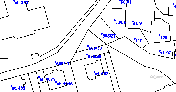 Parcela st. 658/30 v KÚ Brandýsek, Katastrální mapa