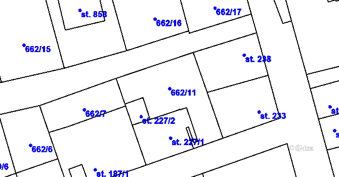 Parcela st. 662/11 v KÚ Brandýsek, Katastrální mapa