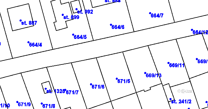 Parcela st. 666/2 v KÚ Brandýsek, Katastrální mapa