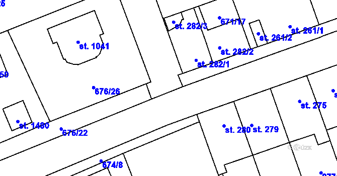 Parcela st. 676/3 v KÚ Brandýsek, Katastrální mapa