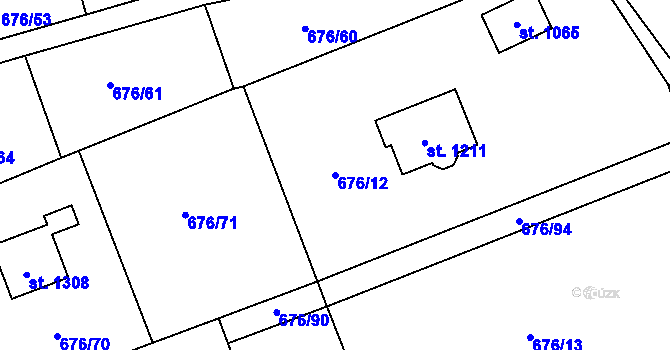 Parcela st. 676/12 v KÚ Brandýsek, Katastrální mapa