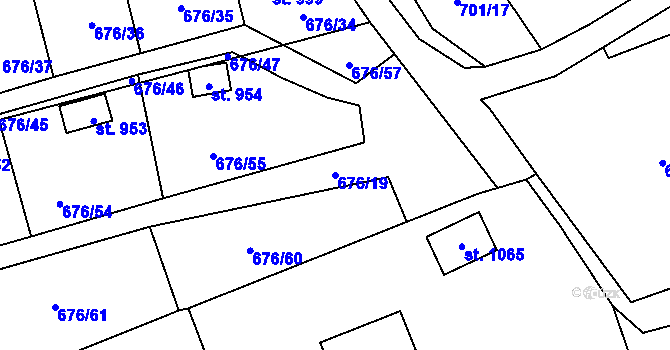 Parcela st. 676/19 v KÚ Brandýsek, Katastrální mapa