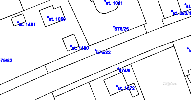 Parcela st. 676/22 v KÚ Brandýsek, Katastrální mapa