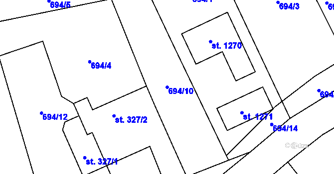 Parcela st. 694/10 v KÚ Brandýsek, Katastrální mapa