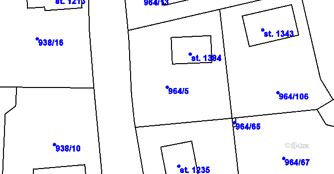 Parcela st. 964/5 v KÚ Brandýsek, Katastrální mapa