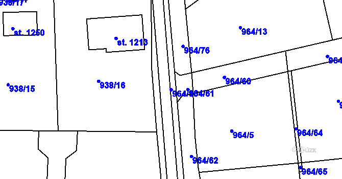 Parcela st. 964/16 v KÚ Brandýsek, Katastrální mapa