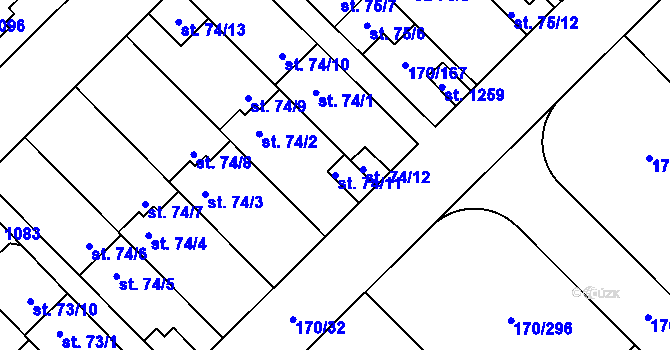 Parcela st. 74/11 v KÚ Brandýsek, Katastrální mapa