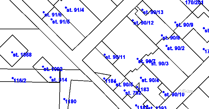 Parcela st. 90/11 v KÚ Brandýsek, Katastrální mapa