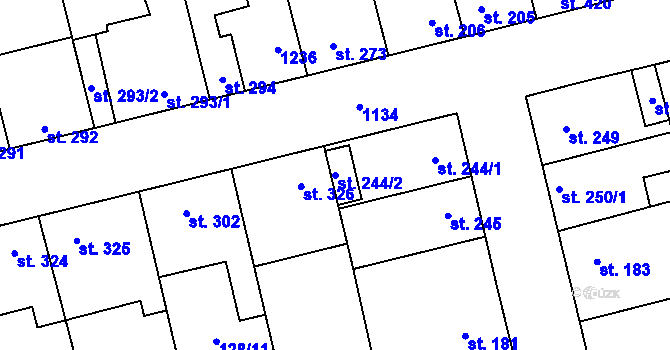 Parcela st. 244/2 v KÚ Brandýsek, Katastrální mapa