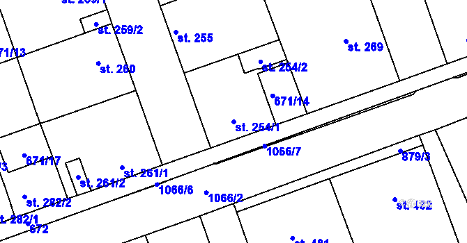 Parcela st. 254/1 v KÚ Brandýsek, Katastrální mapa
