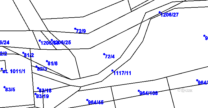 Parcela st. 72/4 v KÚ Brandýsek, Katastrální mapa