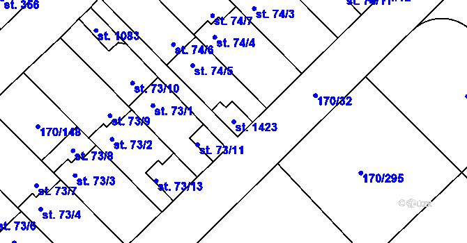 Parcela st. 1423 v KÚ Brandýsek, Katastrální mapa