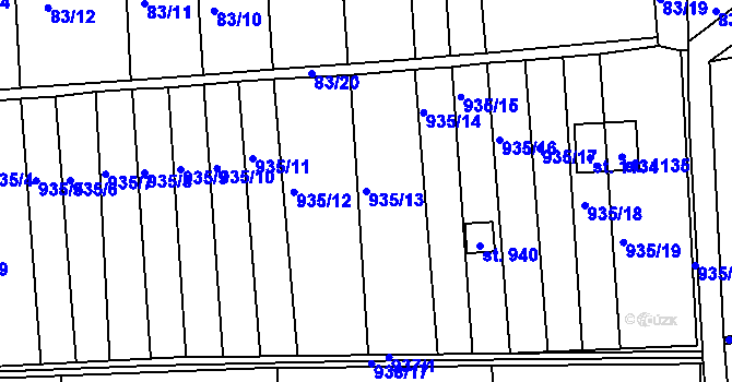 Parcela st. 935/13 v KÚ Brandýsek, Katastrální mapa
