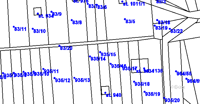 Parcela st. 935/15 v KÚ Brandýsek, Katastrální mapa