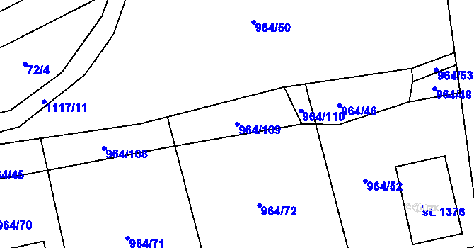 Parcela st. 964/109 v KÚ Brandýsek, Katastrální mapa