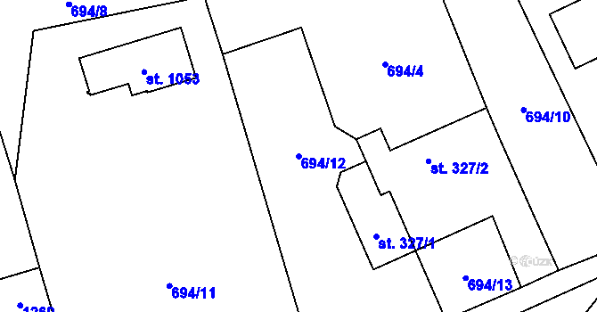 Parcela st. 694/12 v KÚ Brandýsek, Katastrální mapa