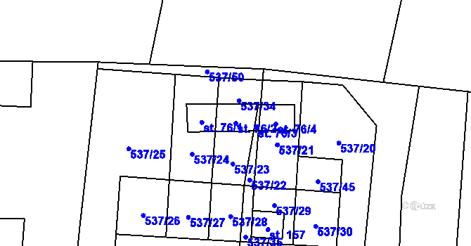 Parcela st. 76/2 v KÚ Branice, Katastrální mapa