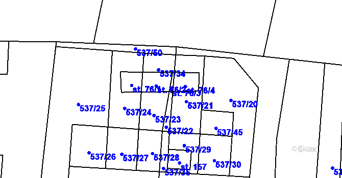 Parcela st. 76/3 v KÚ Branice, Katastrální mapa
