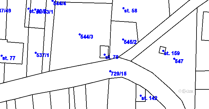 Parcela st. 78 v KÚ Branice, Katastrální mapa