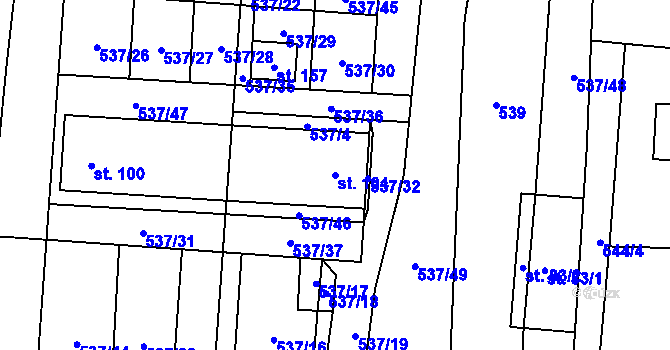 Parcela st. 104 v KÚ Branice, Katastrální mapa