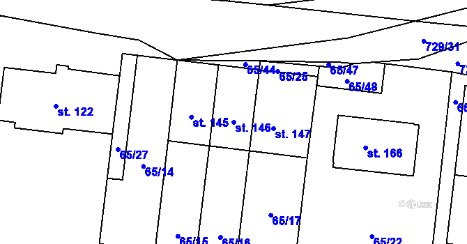Parcela st. 146 v KÚ Branice, Katastrální mapa