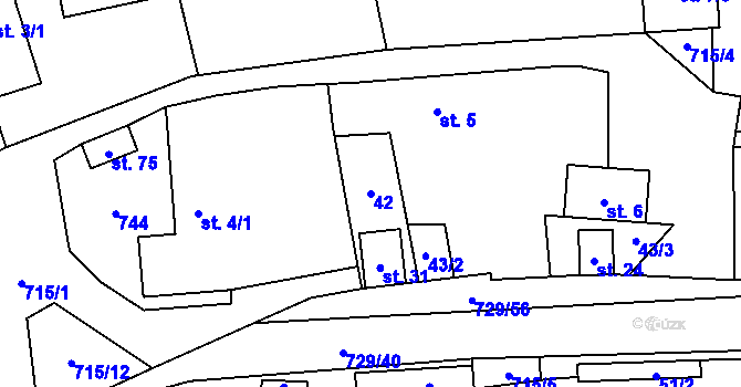 Parcela st. 42 v KÚ Branice, Katastrální mapa