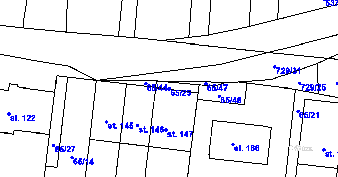 Parcela st. 65/25 v KÚ Branice, Katastrální mapa