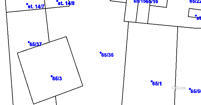 Parcela st. 65/35 v KÚ Branice, Katastrální mapa