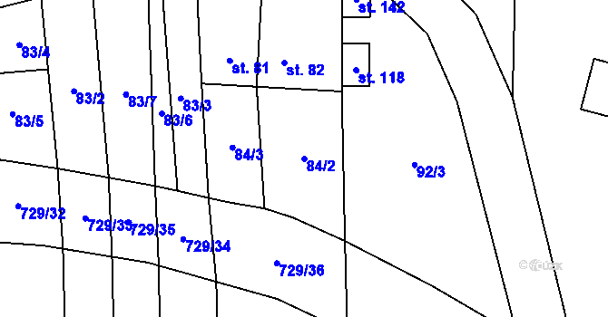 Parcela st. 84/2 v KÚ Branice, Katastrální mapa