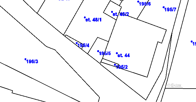 Parcela st. 195/5 v KÚ Branice, Katastrální mapa