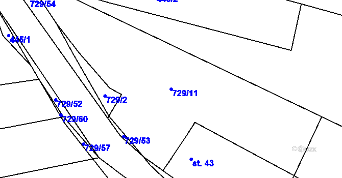 Parcela st. 729/11 v KÚ Branice, Katastrální mapa