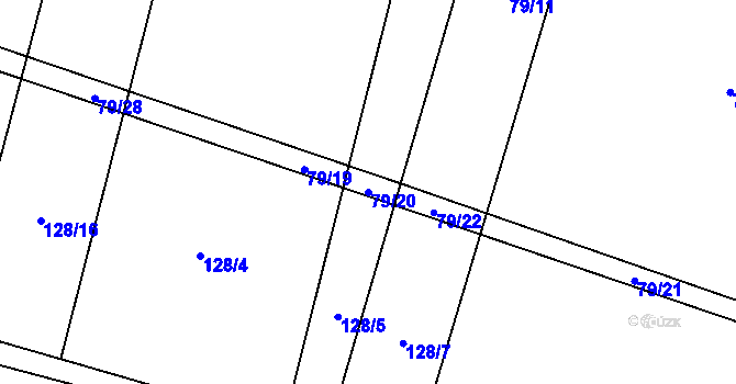 Parcela st. 79/20 v KÚ Branice, Katastrální mapa