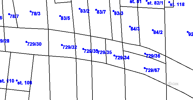 Parcela st. 729/35 v KÚ Branice, Katastrální mapa
