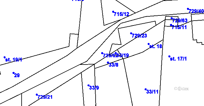 Parcela st. 729/62 v KÚ Branice, Katastrální mapa