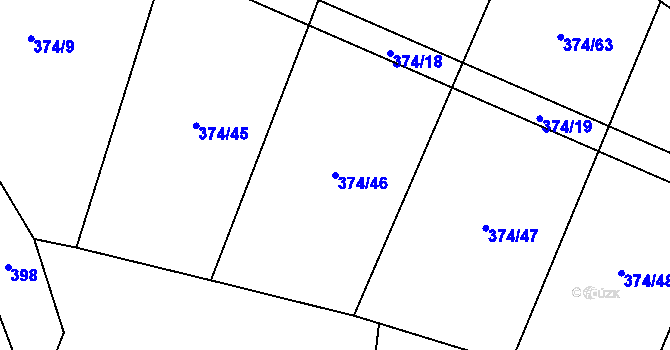 Parcela st. 374/46 v KÚ Branice, Katastrální mapa