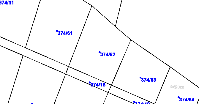 Parcela st. 374/62 v KÚ Branice, Katastrální mapa