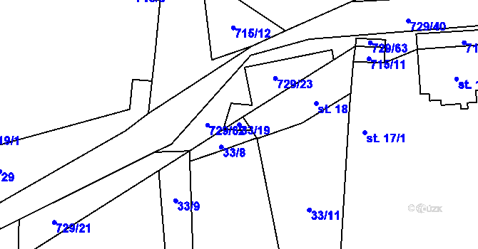 Parcela st. 33/19 v KÚ Branice, Katastrální mapa