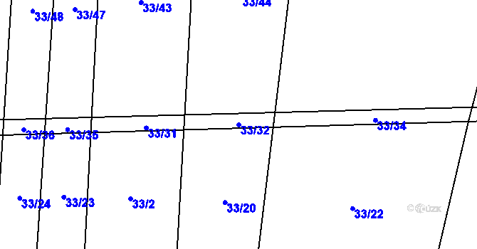 Parcela st. 33/32 v KÚ Branice, Katastrální mapa