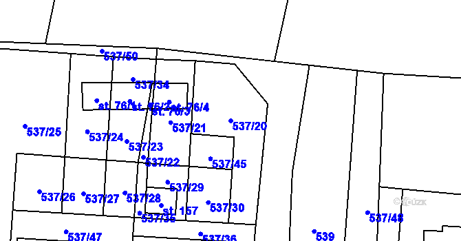 Parcela st. 537/20 v KÚ Branice, Katastrální mapa