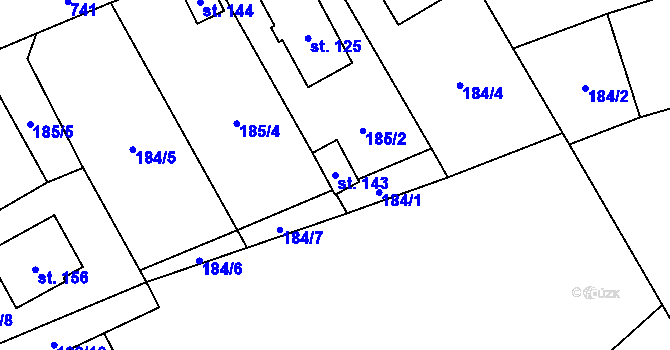 Parcela st. 143 v KÚ Branice, Katastrální mapa