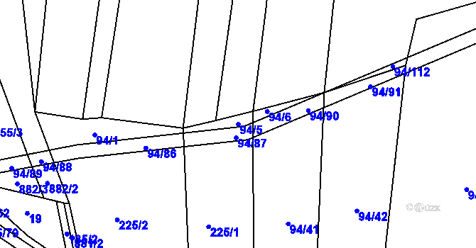 Parcela st. 94/5 v KÚ Křižanov u Branic, Katastrální mapa
