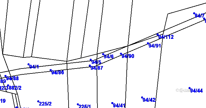 Parcela st. 94/6 v KÚ Křižanov u Branic, Katastrální mapa